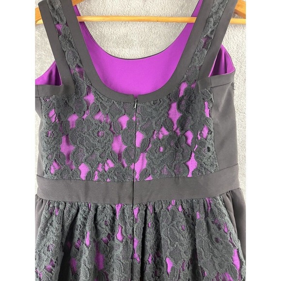 Jay Godfrey Womens Black Purple Floral Lace Fit and Flare Cocktail Dress Size 8 - Picture 7 of 7